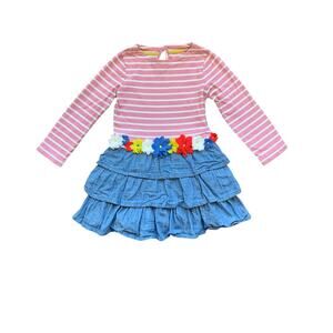 Mini Boden Flower, Stripe and Ruffles Dress size 3-4